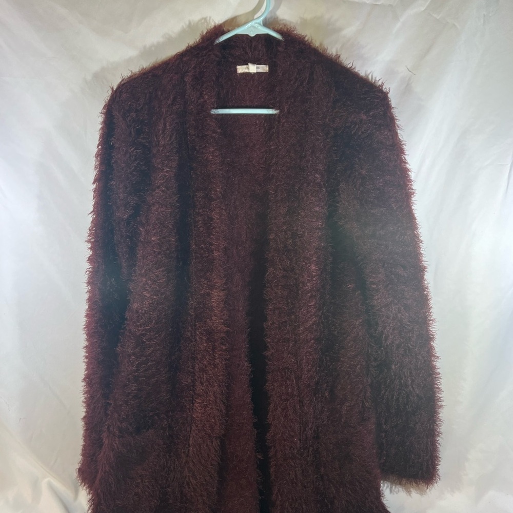 Maurices Deep Burgundy Fuzzy Cardigan